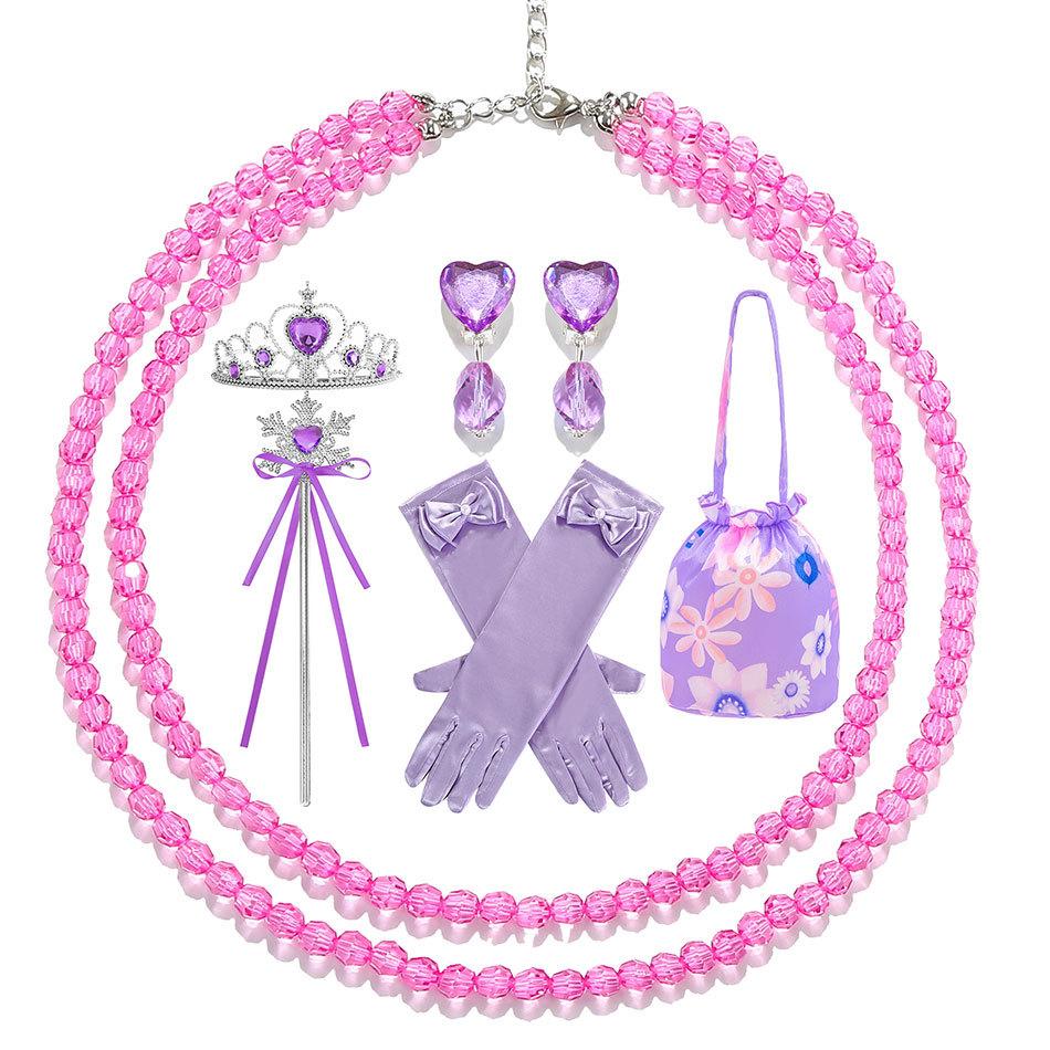 Disney Girls Cosplay Purple Witch Princess Glinda Cute Dress Accessories Birthday Party Performance Set