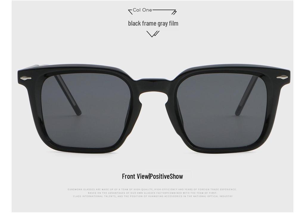 New Retro Square Frame Sunglasses 9811 – Men's Fashionable European & American Style with High-End Cellulose Acetate