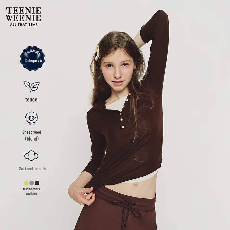 Teenie Weenie Little Bear Letter Hooded Long Sleeve T-Shirt