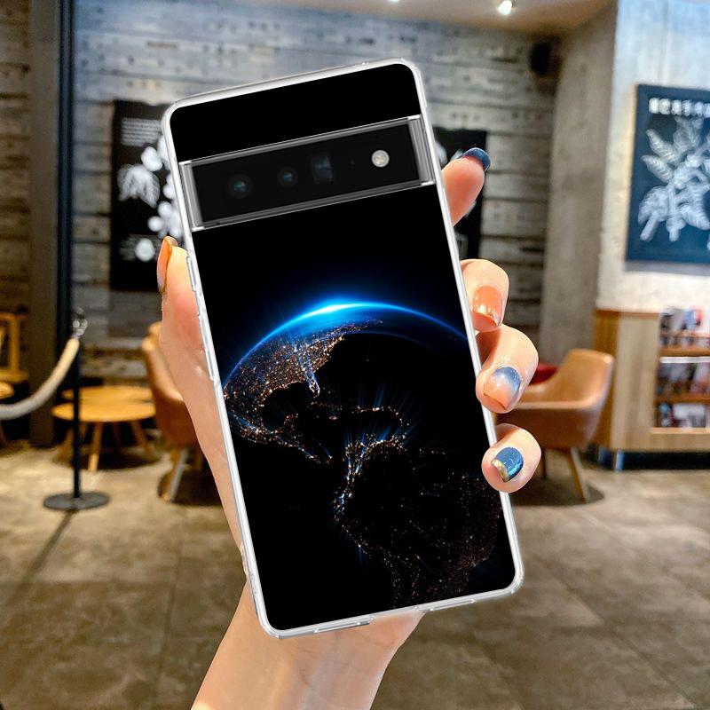 Earth Stars Space Phone Case For Google Pixel 9 8 7 6 Pro XL 8A 7A 6A 5 4 5A 4A 3A XL 5G soft Silicone Clear TPU Cover