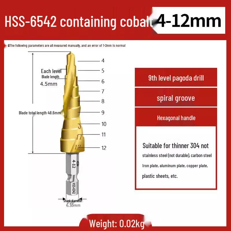 Tiangong Pagoda High-Hardness Universal Step Drill Bit Set for Stainless Steel