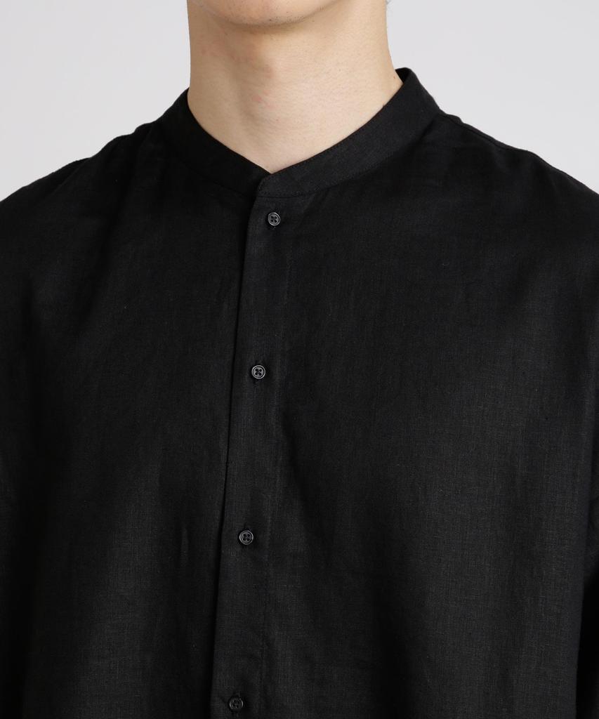 Nano Universe Anti-Smell Linen Band Collar Long Sleeve Shirt, Men's, Size S (115cm), Sax (Product Code: 672-5120208)