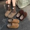 Cowhide Retro Bag Head Half Slippers Women's Outer Wear 2025 New Early Autumn One-pedal Platform Casual Boken Half-tray Shoes