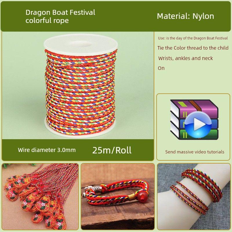 Thread DIY Woven Red Carrying Strap Dragon Boat Festival Five-Color Rope Bracelet Braid Rope Necklace Diamond Beaded Thread Five-Color Thread