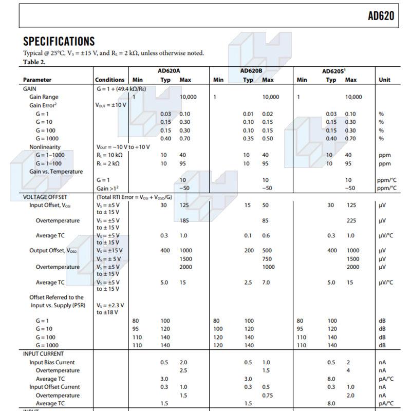 AD620ARZ-REEL7 SOIC-8 Low-Power Instrumentation Amplifier