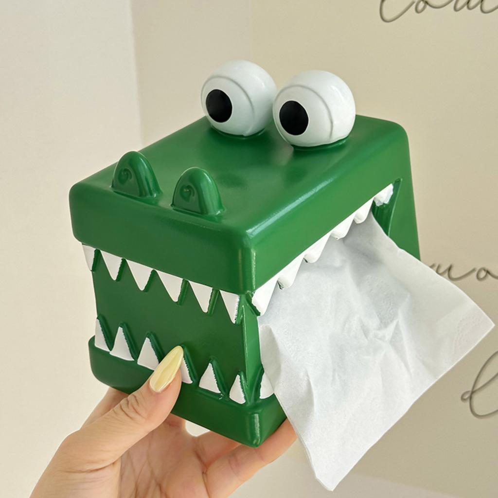Creative Crocodile Tissue Box Holder Decorative Desktop Ornament for Home Office Living Room Unique Animal Design