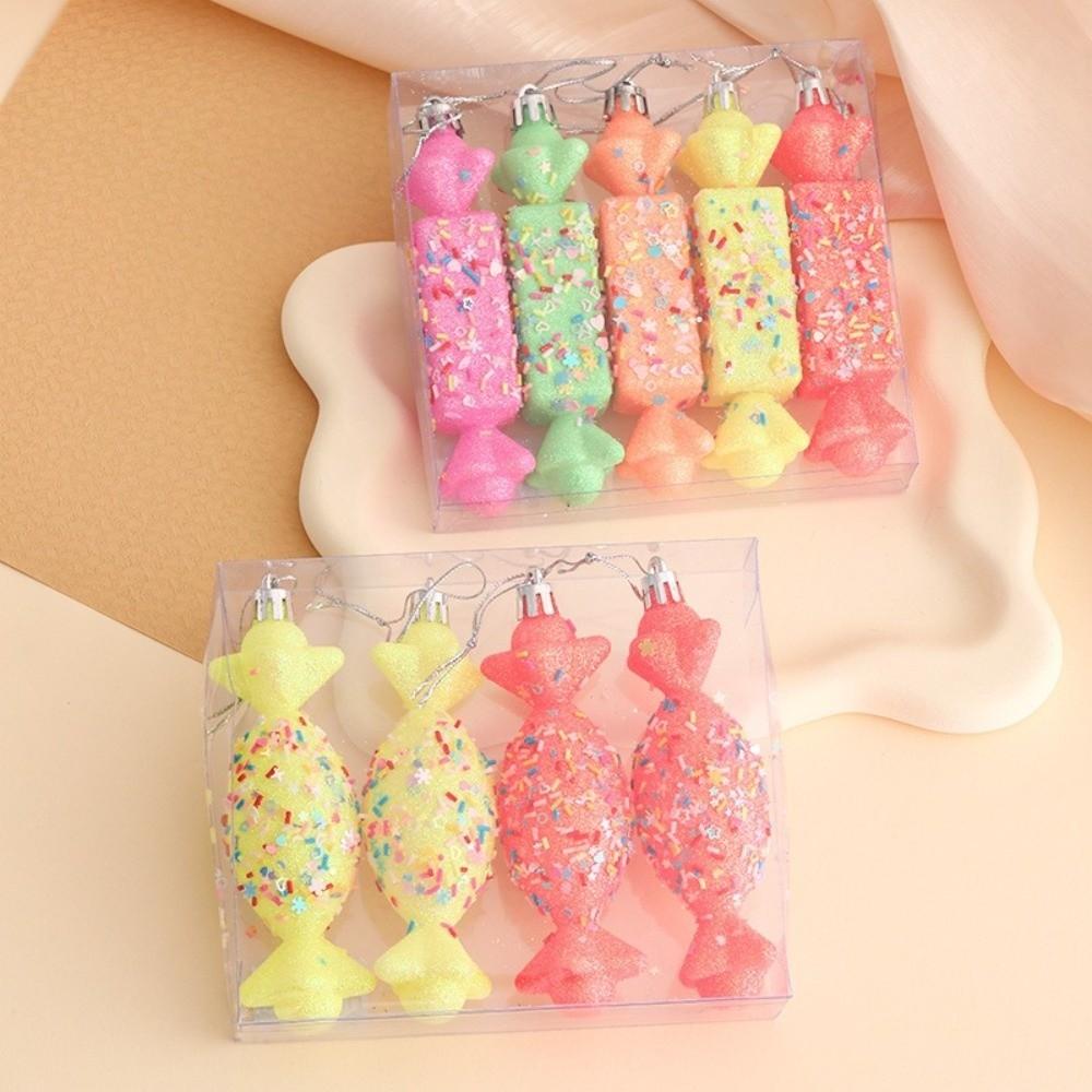 Creative Colorful Christmas Hanging Faux Candy Holiday Props Christmas Tree Ornament Party Supplies Plastic Xmas Decorations