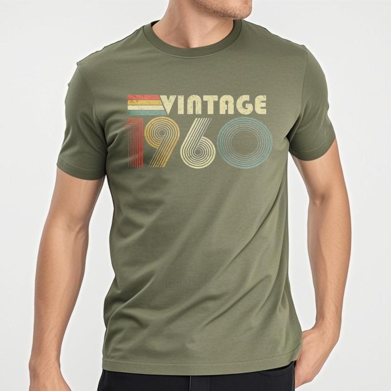 Fashion summer Men t shirt Vintage 1960 Retro Design Pattern Short Sleeve Adult O Neck Tee shirt men cotton tshirt fashion tops