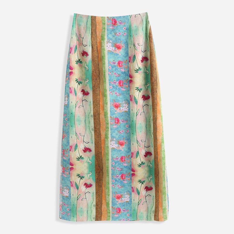 

Aozhi Country Retro Style Print Bohemia Skirt Flower color S