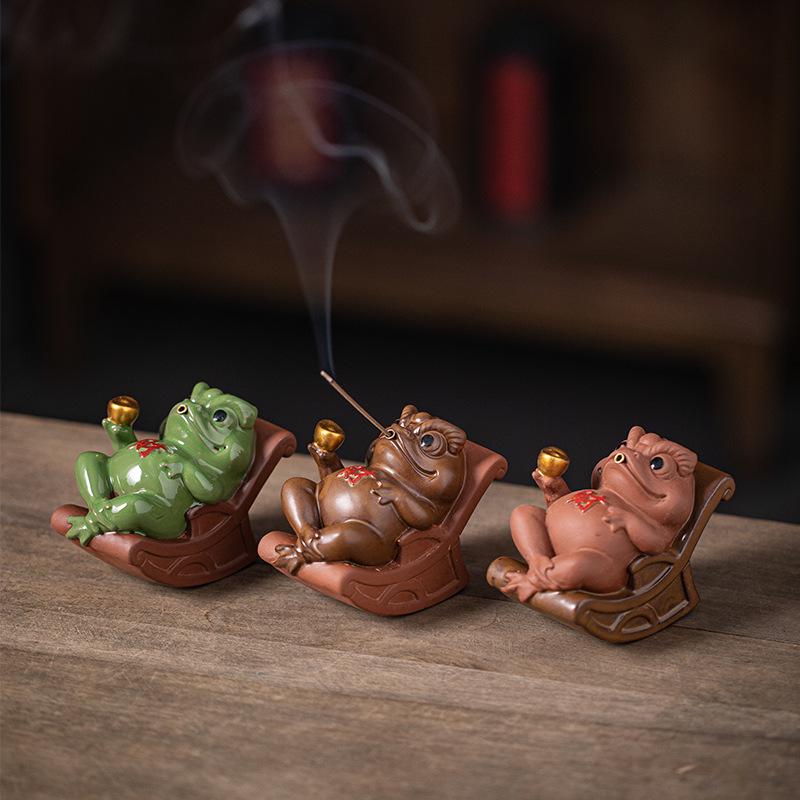 

Golden Toad Incense Burner Zen Rocking Chair Ornament for Tea Ceremony