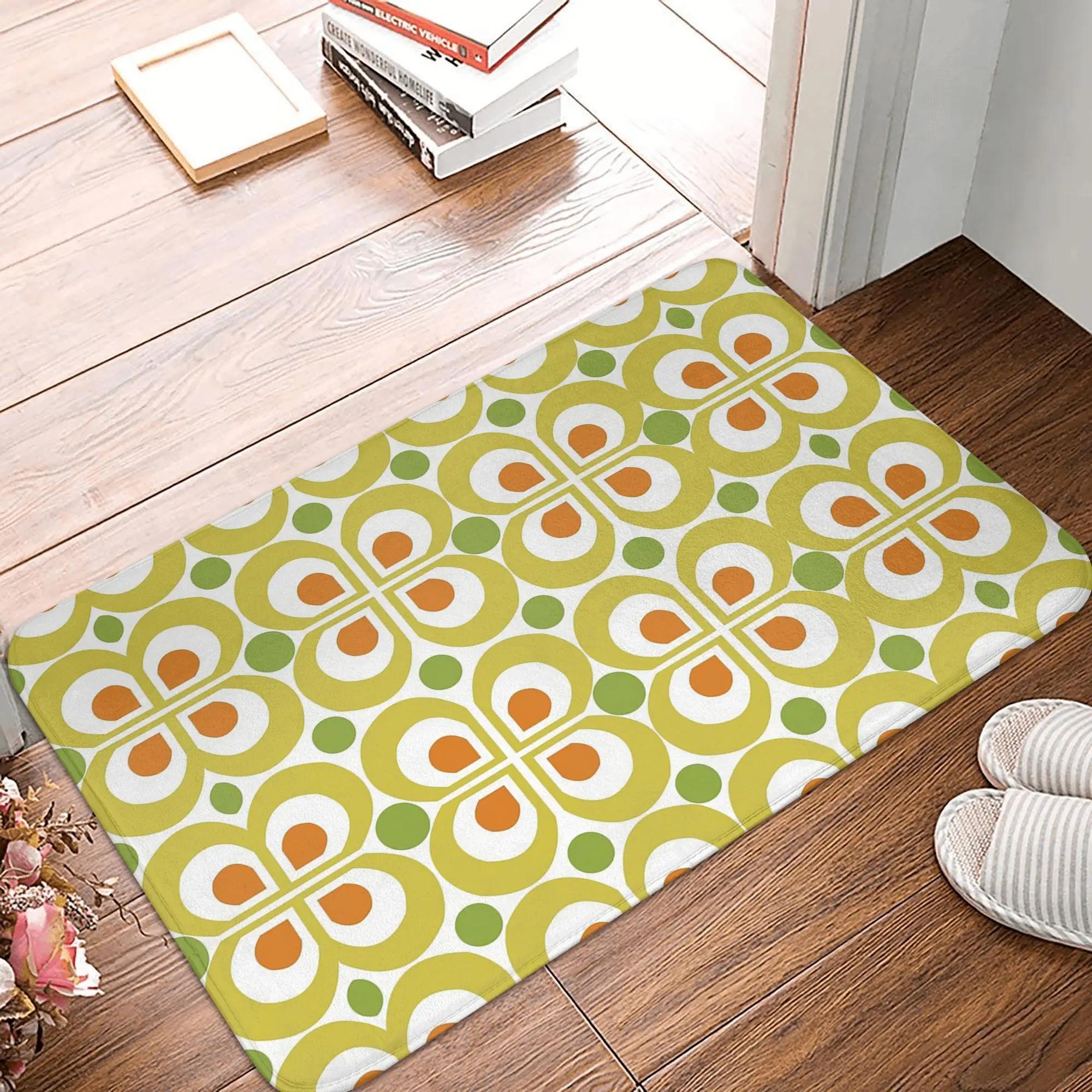 Lodestar Unisex Retro 60S Pattern Non-Slip Doormat Floor Mat Washable Carpet Rug For Kitchen Entrance Home Living Room Footpad Mats