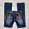 FlowStreet Y2K New Revival Mens Jeans Foliage Bootcut Women Gothic Blue Denim Embroidery Pocket Hip Hop Harajuku Wide Pants Street Wear