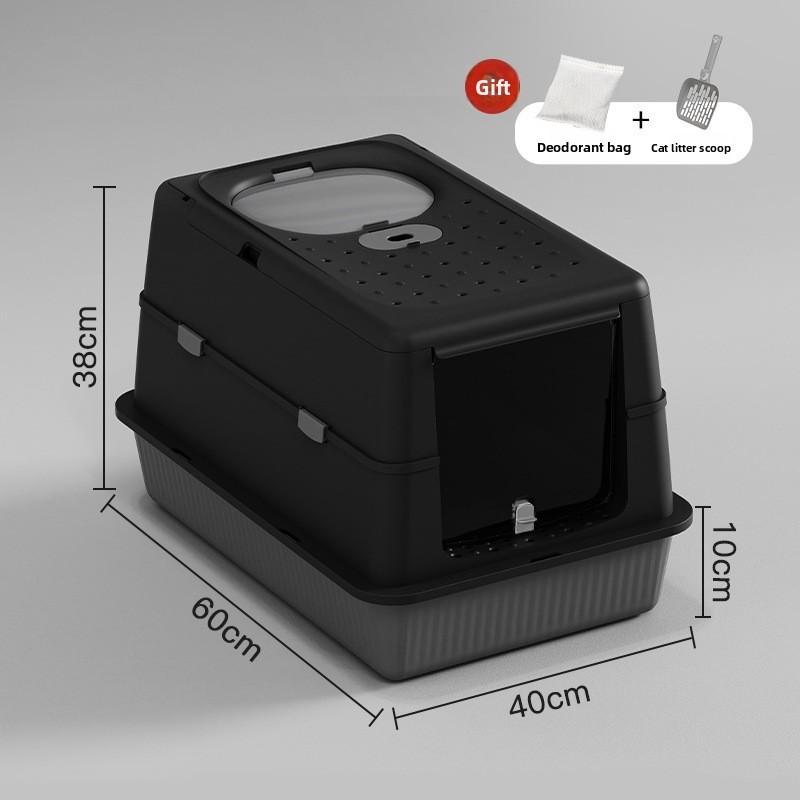 

Stainless Steel Closed Cat Litter Box, Fully Closed Flip, Oversized, Heightened and Thickened Anti-splash Top-entry Cat Toilet 1pc