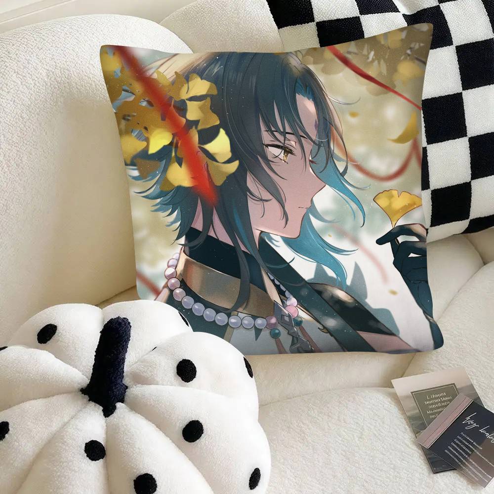 Spiel Anime Genshin Impact Xiao Kissenbezug Mode Quadratischer Kissenbezug Schlafzimmer Sofa Raum Ins Dekoration Freizeit