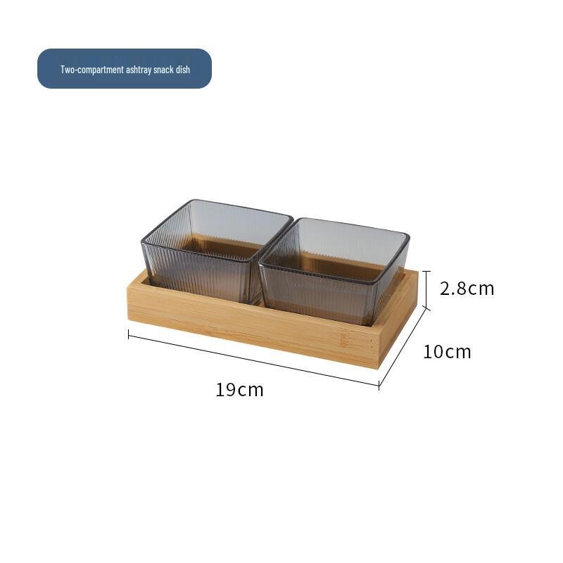 Glass Plate with Bamboo Wood Tray Set