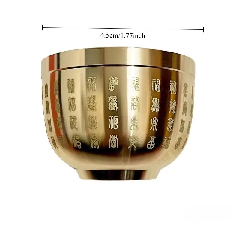 

1pc Gold Feng Shui Bowl, Hundred Blessings Copper Decor for Wealth Home, Mini Desktop Lucky Charm, Exquisite Craftsmanship