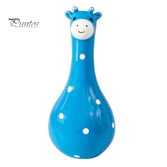 Vivid Texture Animal Figurine Cute Polka Dot Giraffe Vase, Hand-painted Resin Flower Creative Big-mouthed Unique Home Decor Accents Holder for Living