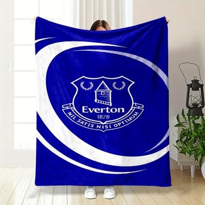 Everton Football Club Crest Printed Flannel Blanket for Bedroom, Living Room, Sofa, and Nap