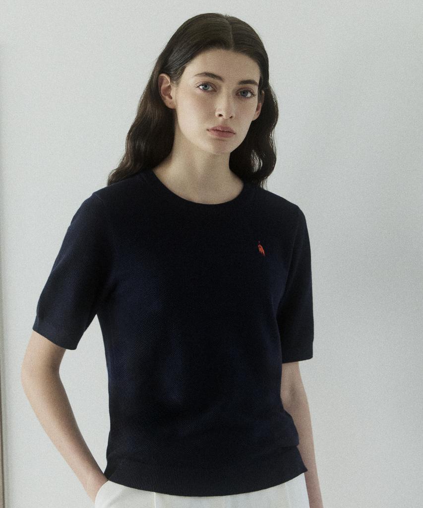 Santamillanopollokeulleob Smpc Cotton Short Sleeve Round Knit Dark Navy