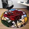 1 Stück Rose Buntglas Büro Runder Teppich, Unter Bürostühlen Schlafzimmer Wohnzimmer Heimdekoration, Raumdeko