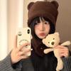 Winter Autumn Warm Beanie Hats Cute Ear Protection Cap Korean Bear Ear Knitted Cap  Ski