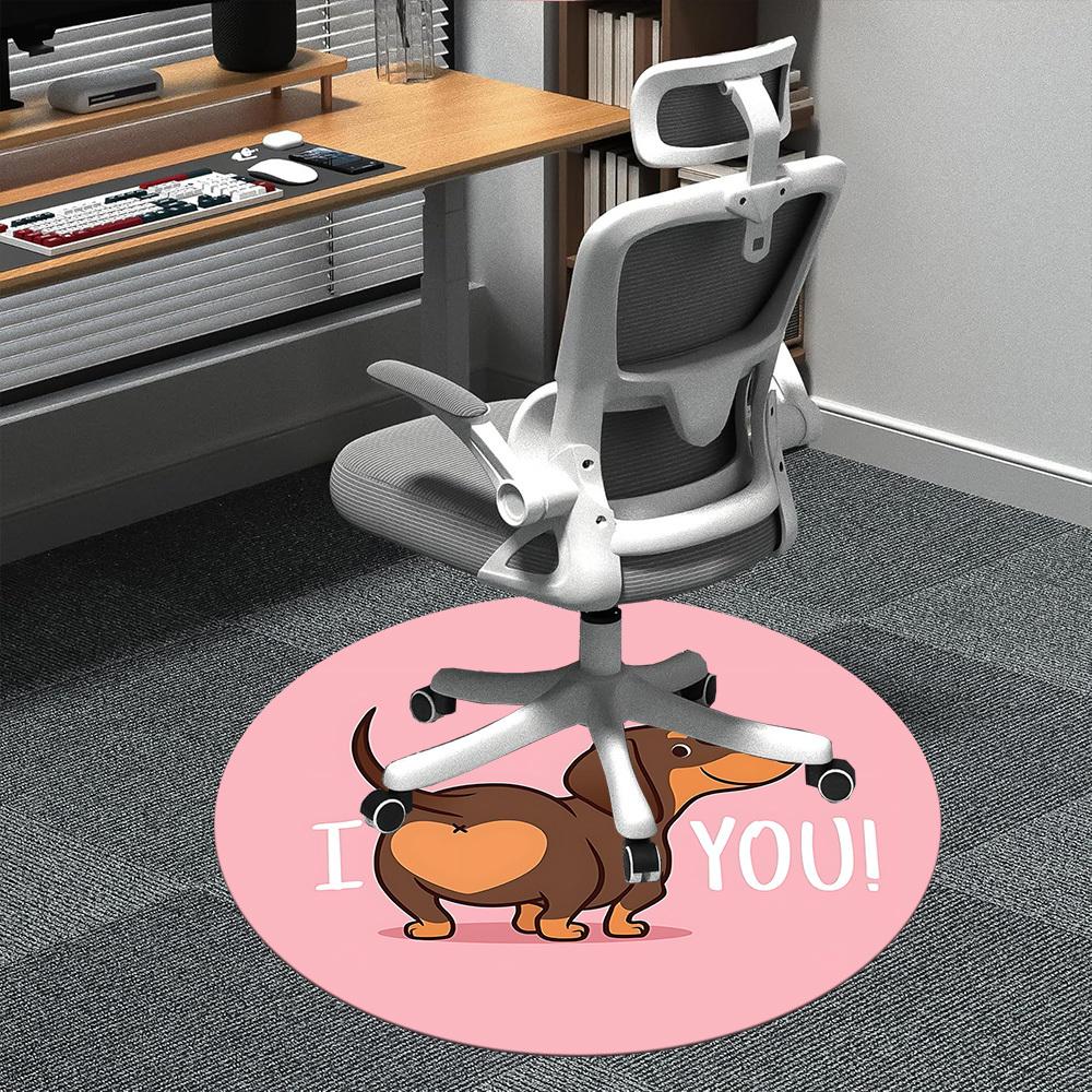 

1PC Dachshund Love Office Round Area Rug, Indoor Mat Suitable ForOffice, Under Office Chairs Bedroom Living Room Home Decor, Room Deco f179 80cm by 80cm