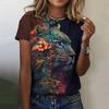 Summer Tiger Pattern T-shirt Animal 3d Printing Women's Casual Round Neck Short-sleeved Retro Y2k Harajuku Top Women's Clothing