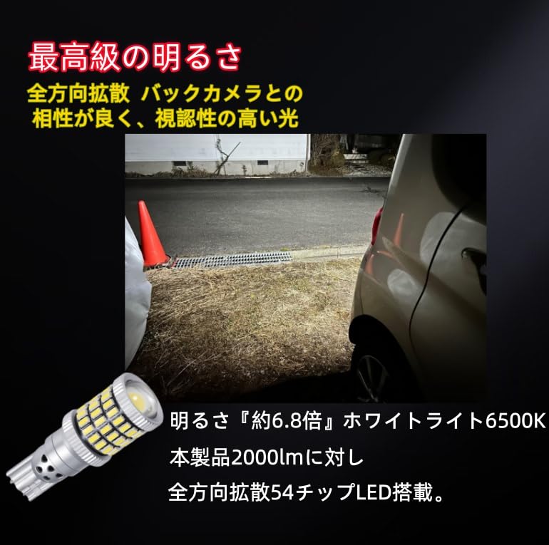 HADUDU T16 LED Back Lamp, Explosive Light, 2,000 LM, 54 Row 3014 Chips, Built-in