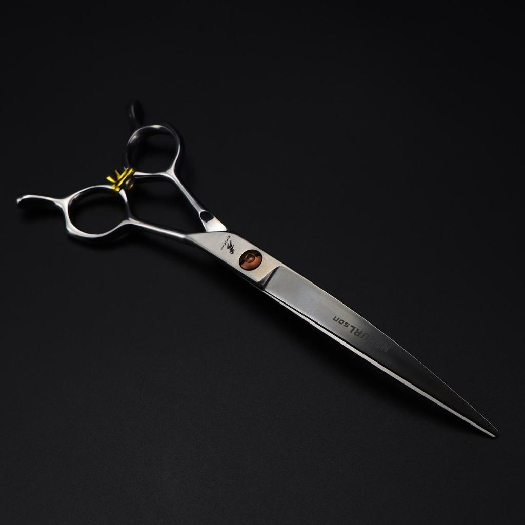 Double-Tailed 7-inch Professional Pet Grooming Scissors with Upward & Downward Curves, Matte Finish