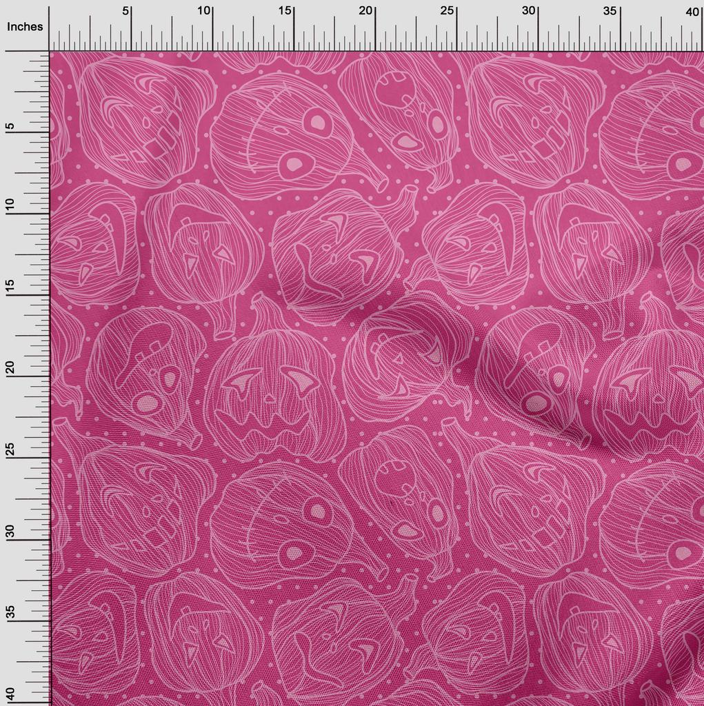oneOone Cotton Flex Fuschia Pink Fabric Halloween Fabric For Sewing Printed Craft Fabric By The Yard 40 Inch