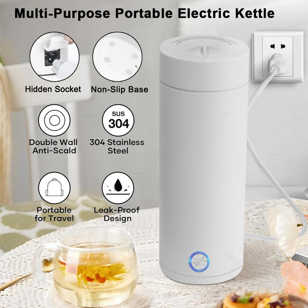 Portable Electric Kettle Mini Portable Electric Water Kettle 400ml Electric Coffee Pot Teapot for Travel Home Hot Water Boiler