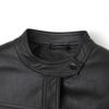 European and American autumn and winter women's PU leather jacket crew neck metal button locomotive jacket slim-fitting versatile jacket