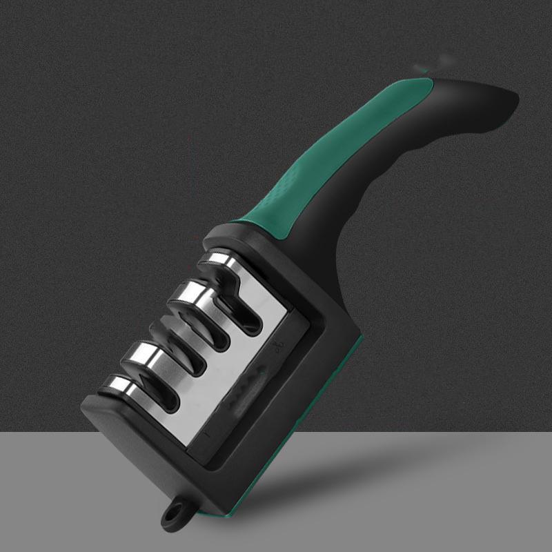 

Кухонная 3/4-сегментная точилка для ножей, бытовая многофункциональная ручная 3/4-целевая черная точильный камень B-Four Stage Sharpener