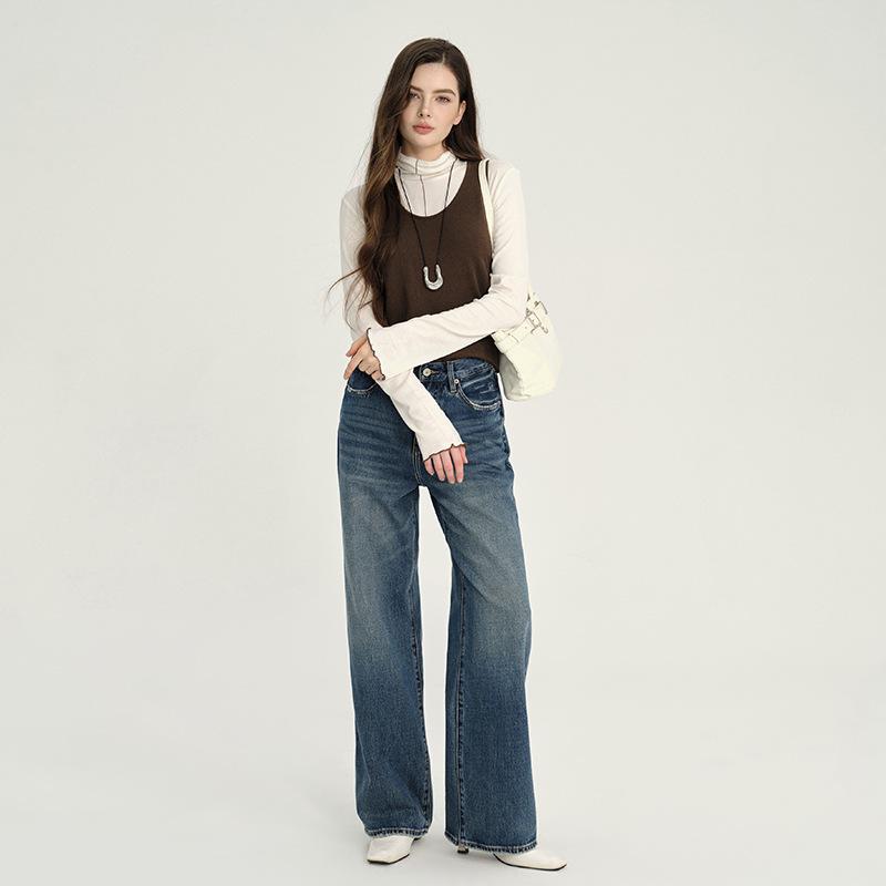 

Autumn 2025 Women s High-End Loose High Waist Cropped Wide Leg Jeans 30