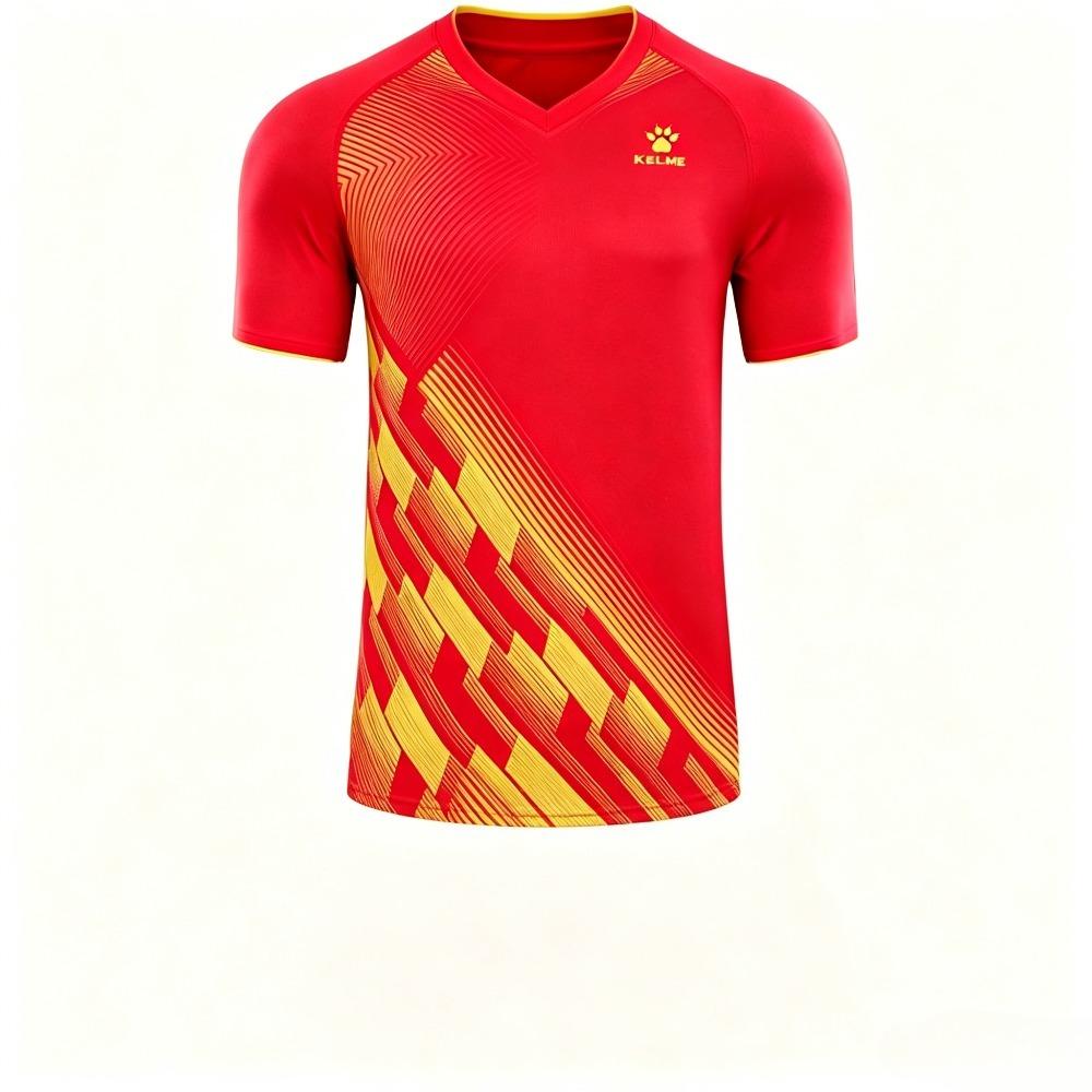 KELME kurzärmeliges schnelltrocknendes T-Shirt für Damen und Herren, Sommer-Lauf- und Fußballtrainingskleidung, atmungsaktives Sportoberteil S red