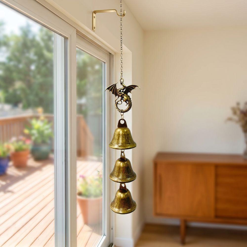 Metal Iron Black Dragon Wind Chime Decorations Ornaments Dragon Doorbell Crafts Bells Vintage Wind Chimes Festive Decorations