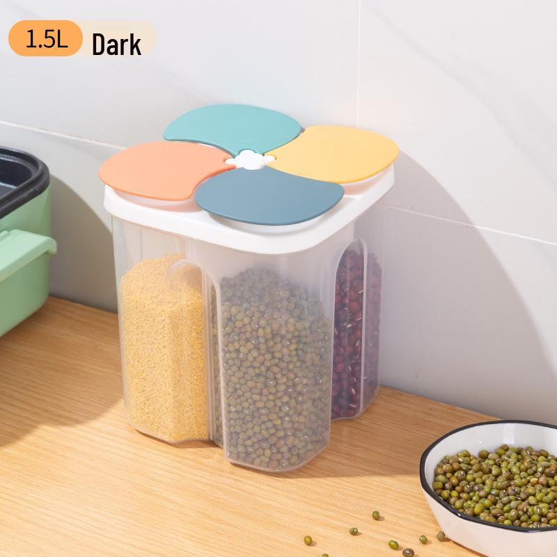 Large Capacity Airtight Kitchen Grain Storage Box - Transparent Divided Keeper