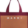 Marni Logo Print Color Block Design Tote Bag Women Tote Bags Brown Purple SHMP0076A2P4602ZO196