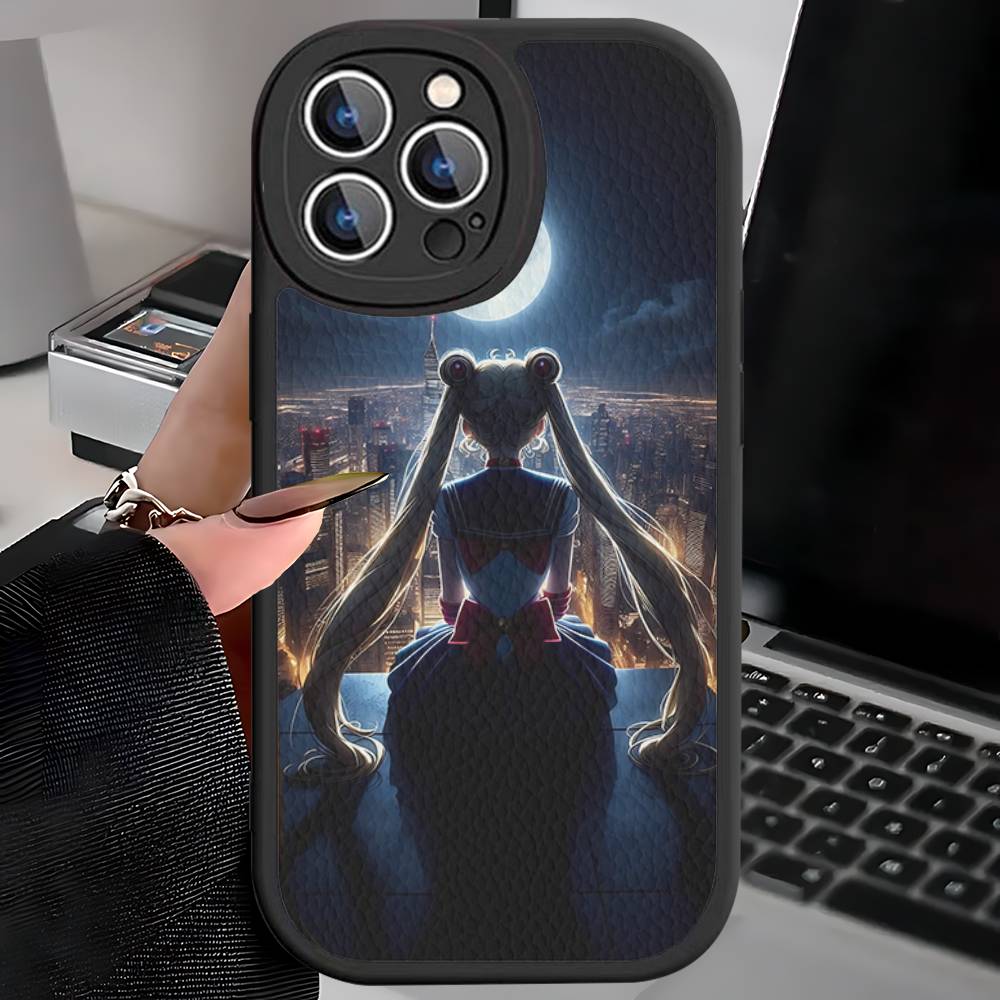

S-Sailors Anime Moon Phone Case For IPhone 16 15 14 13 12 11 Pro Max Plus 16E Soft Leather Cover 12 pro max