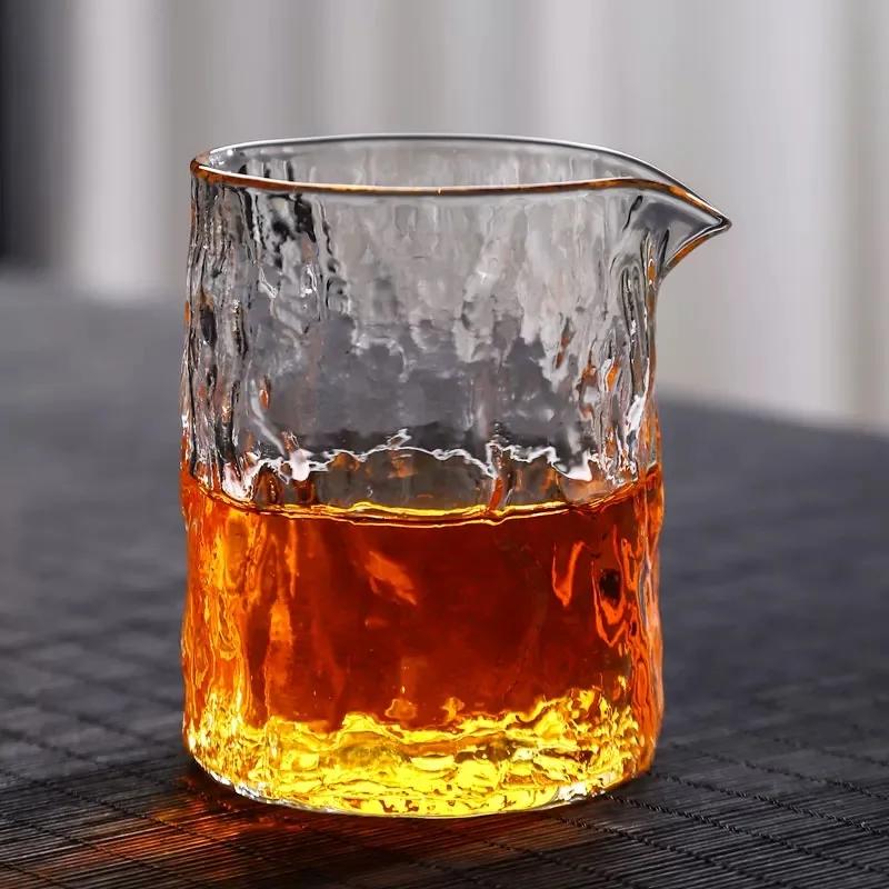 Handcrafted Hammered Heat-Resistant Thickened Glass Liquor Decanter Fair Tea Cup Chinese-style Tea and Wine