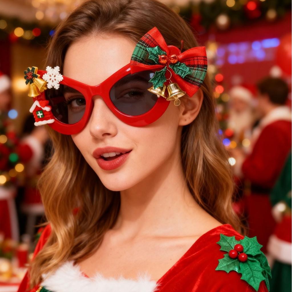 New Christmas limited sunglasses, cat eye large frame round frame YK Christmas personalized sunglasses