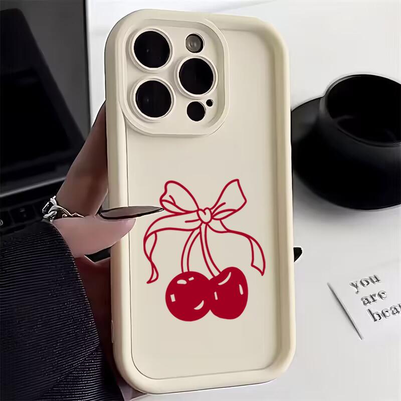 Cute Red Cherry Phone Case For iPhone 16 15 14 13 12 11 Pro Max 7 8 Plus 16E X XS XR SE 2020 Shockproof Silicone Soft Cover