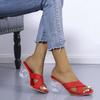 Transparent Strange High Heels Sandals Women Summer 2024 Plus Size 43 Weave Female Slippers Fashion Yellow Open Toe Slides