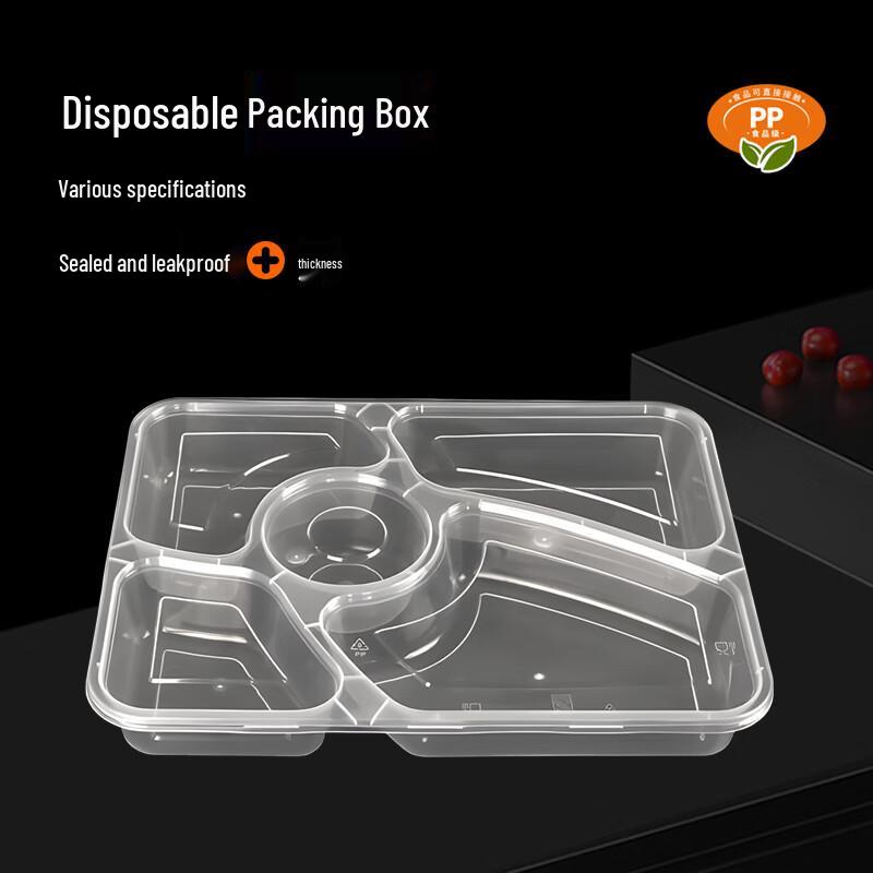 Food Grade Disposable 5-Compartment Takeaway Lunch Box