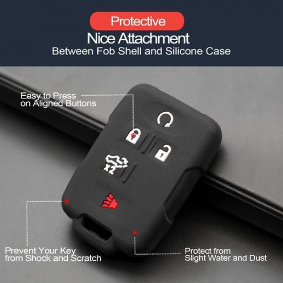 2pcs Compatible with Silverado Sierra 1500 2500 3500 Smart 5 Buttons Key Fob Cov