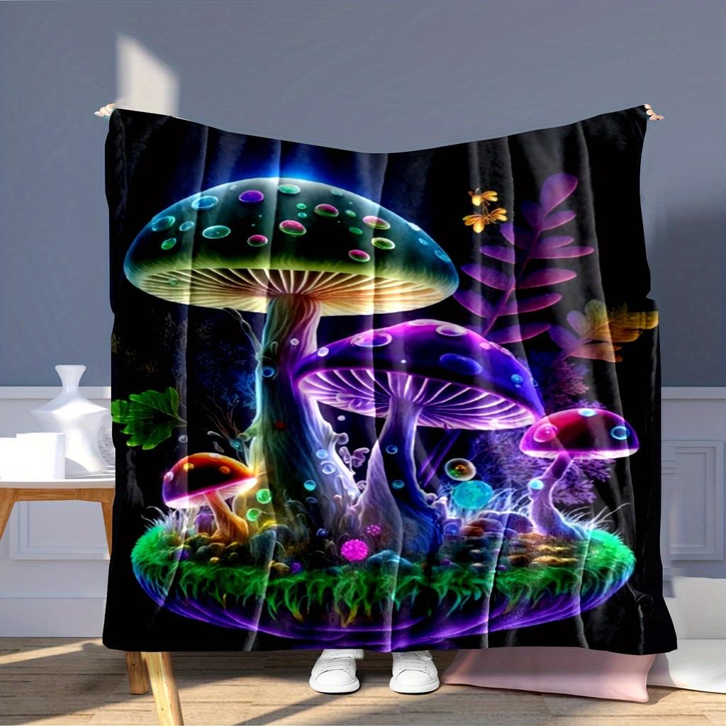 1PC Throw Fantasy Mushroom Flannel Blanket Forest Mushroom arts Bohemia style Soft thin Blankets for Home Car Camping Nap Picnic