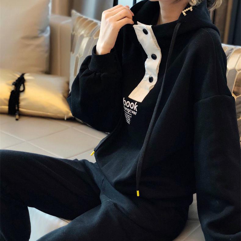 Plus Size Women's Hooded Casual Sport Set - Autumn/Winter Fashion Sweatshirt Two-Piece