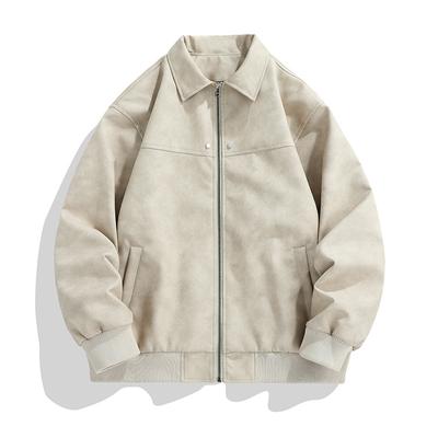 Men's Autumn and Winter Versatile Loose Old Couple Washed Leather Jacket American Retro Lapel Leather Jacket