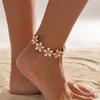 Beach Fashion Oil Drop 3D Flower Anklet, Ins Minimalist Alloy Petal Foot Jewelry For Women