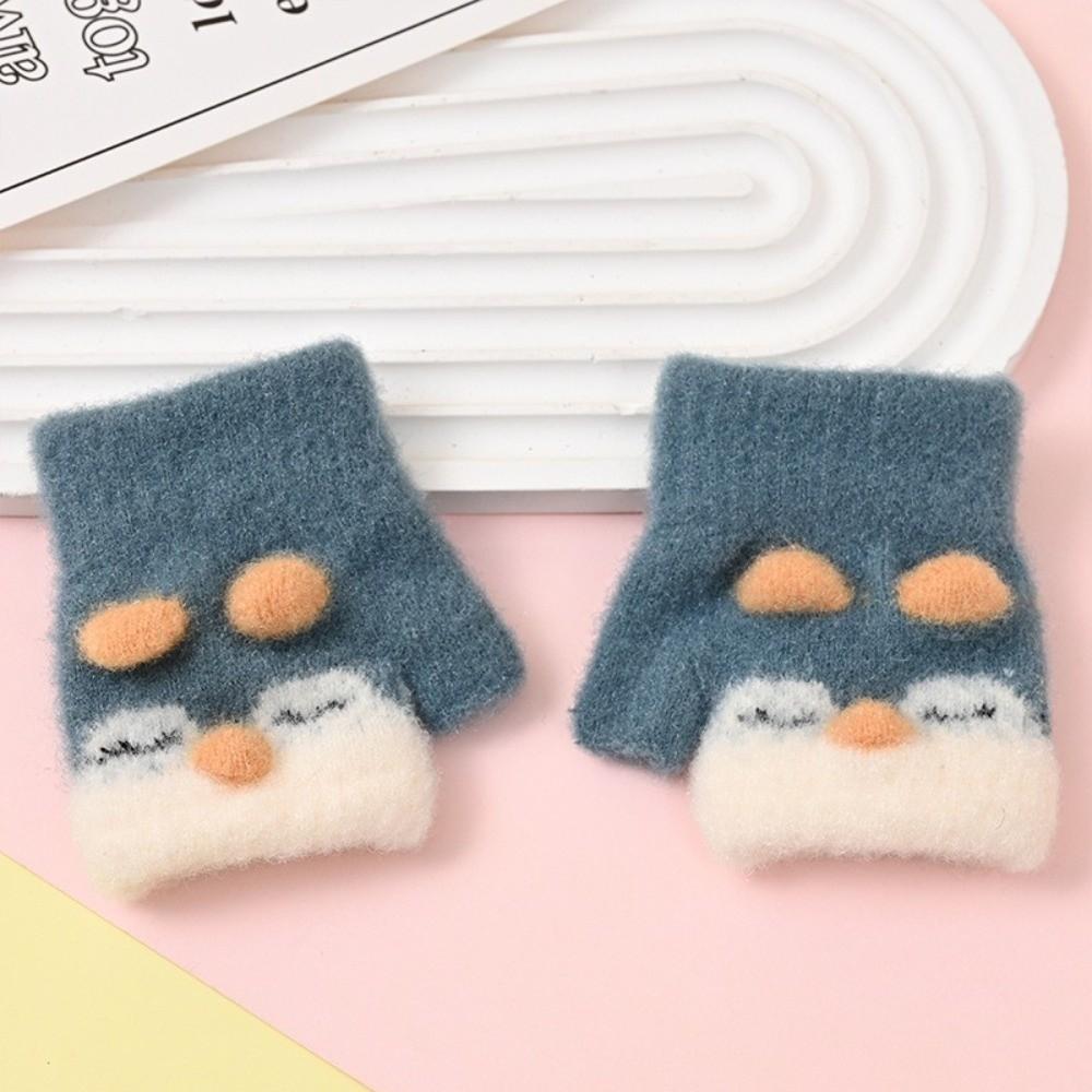Cute Cartoon Children's Gloves Knitted Warm Gloves New Fingerless Mitten  Autumn Winter